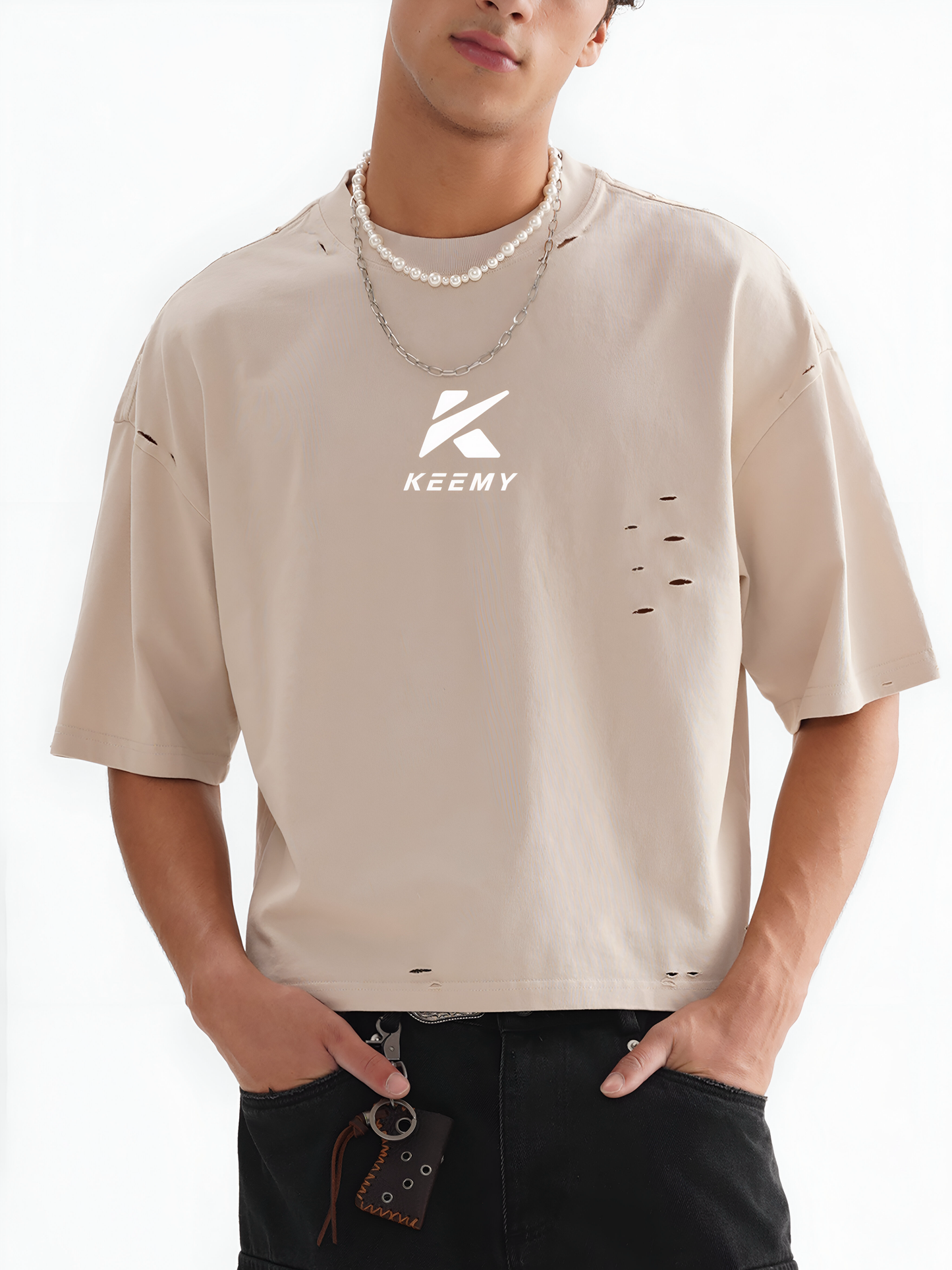 KEEMY Classic Frayed Boxy Tee - 250 GSM