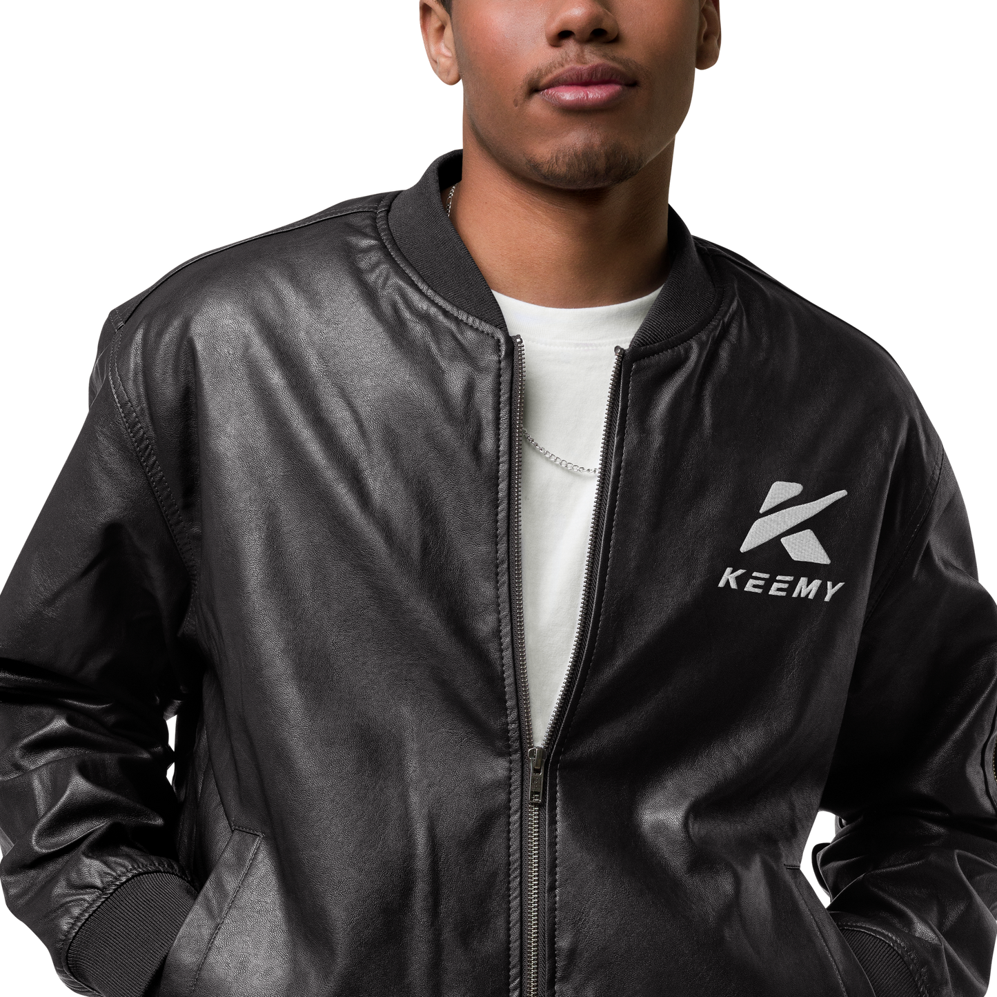 KEEMY Leather Bomber Jacket