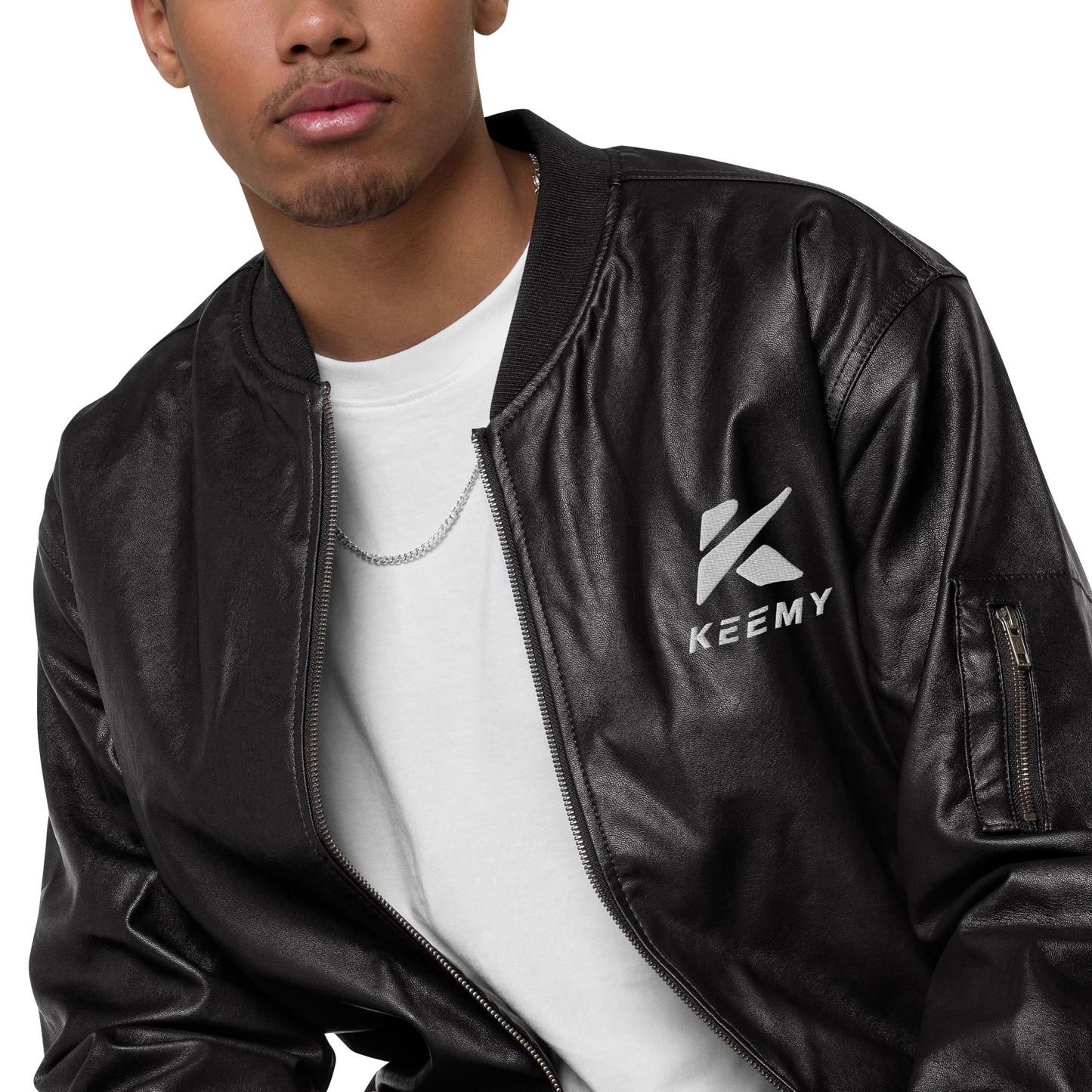 KEEMY Leather Bomber Jacket