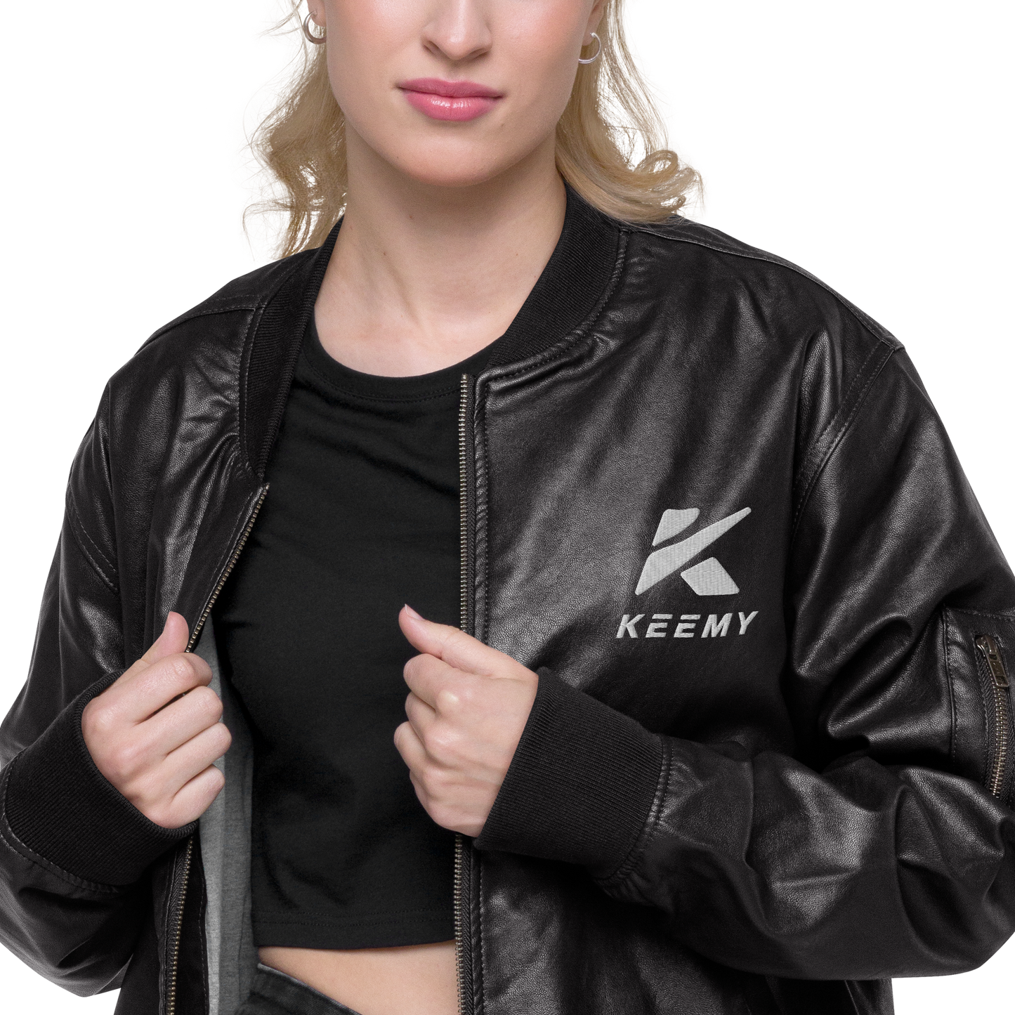 KEEMY Leather Bomber Jacket