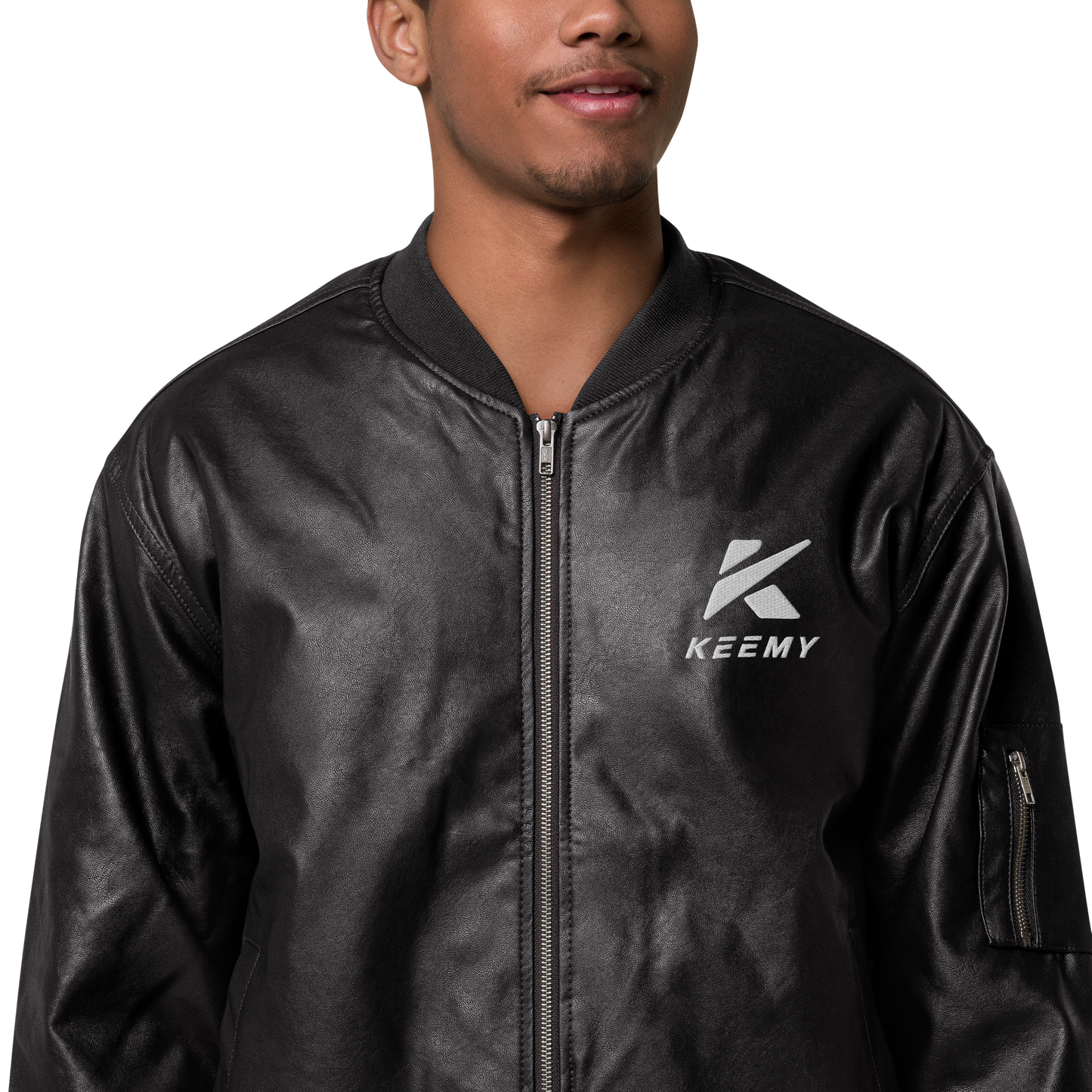 KEEMY Leather Bomber Jacket