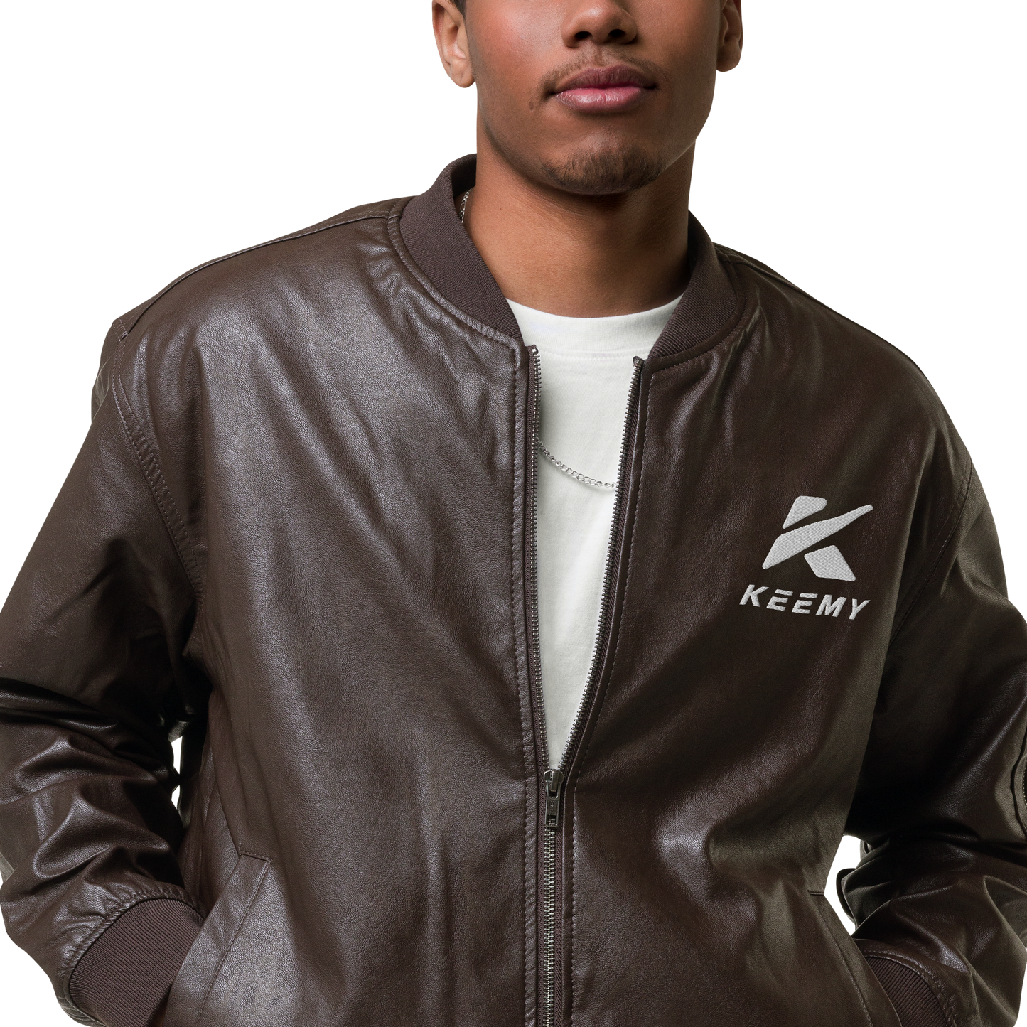 KEEMY Leather Bomber Jacket