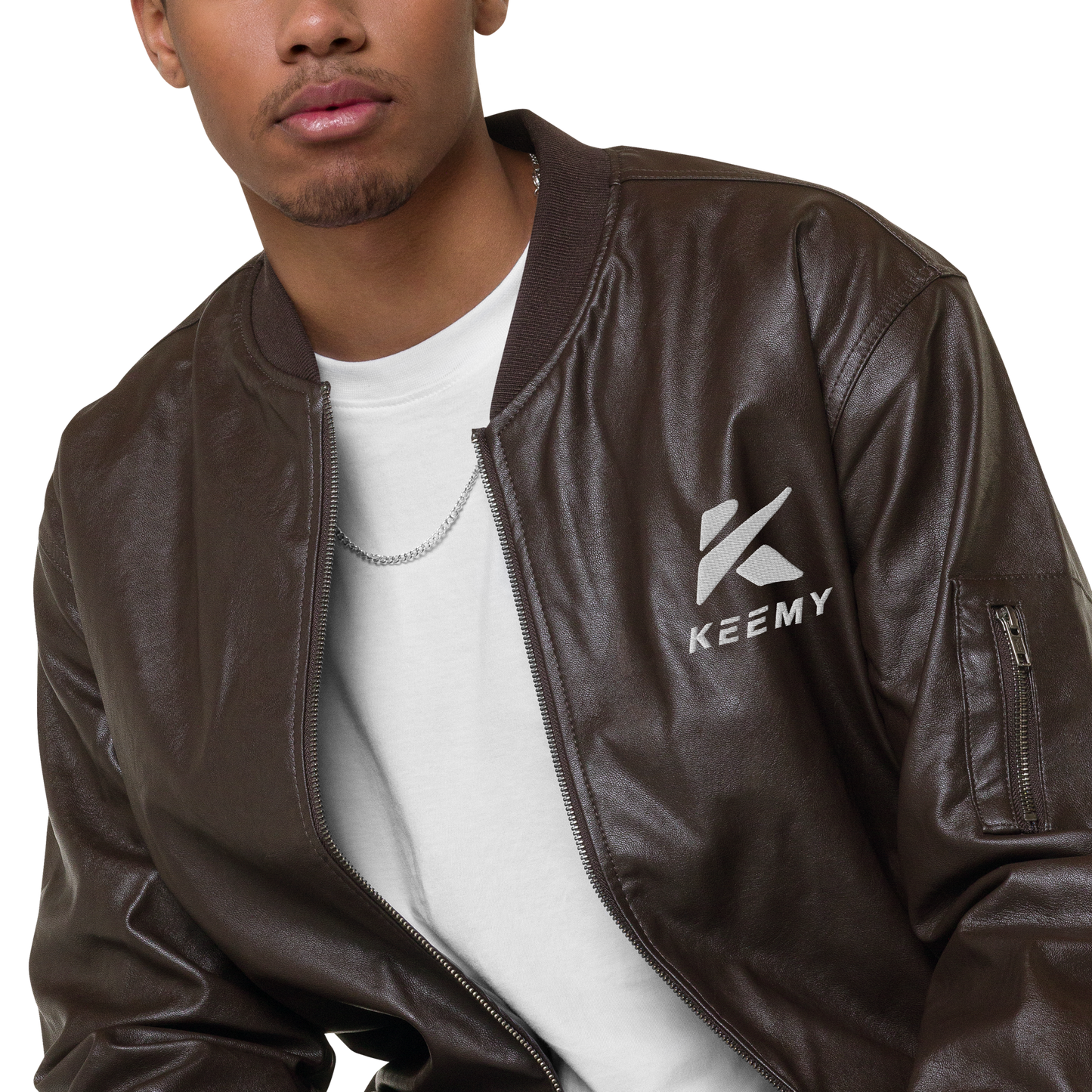 KEEMY Leather Bomber Jacket