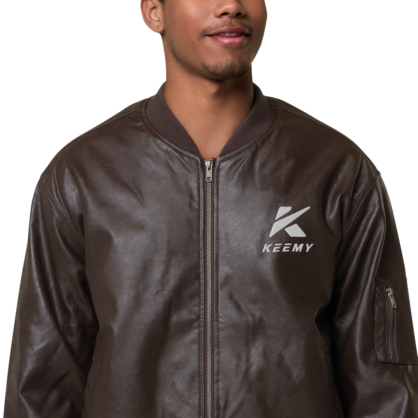 KEEMY Leather Bomber Jacket